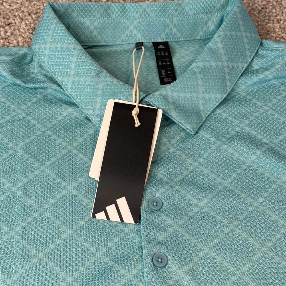 Adidas Men's Aqua Patterned Polo Shirt - Picture 3 of 5